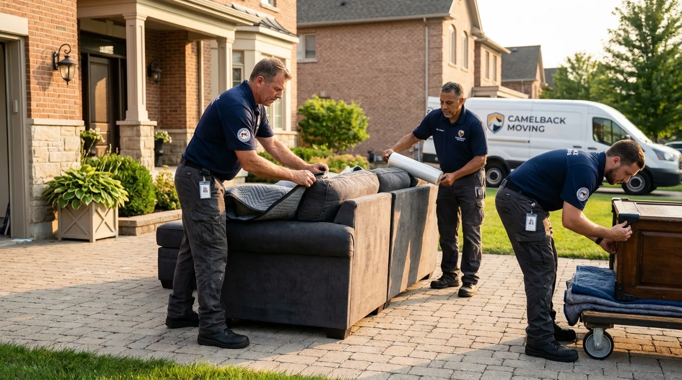Large estate moving crew wrapping furniture in Bedford, VA